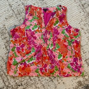 Talbots Floral Sleeveless Blouse - Pink, Green, Orange